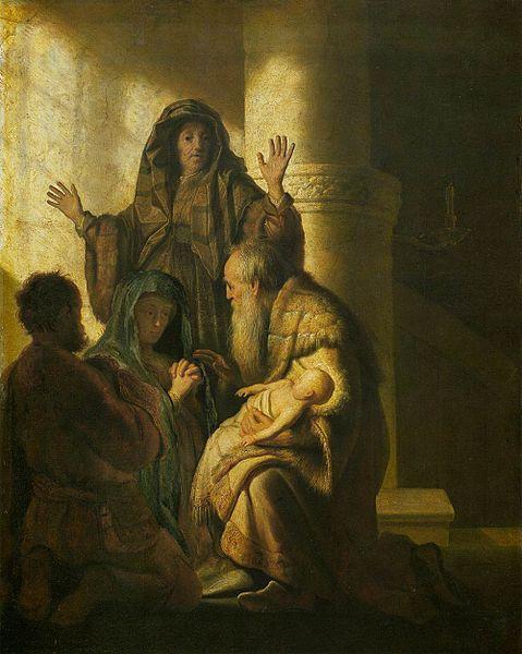Rembrandt Peale Simeon and Anna Recognize the Lord in Jesus oil painting image